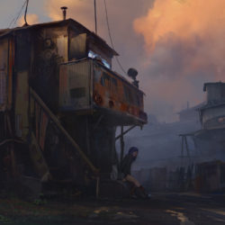 Sunset in slums.